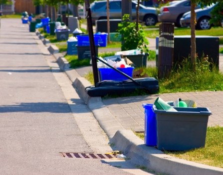 Mini and standard skips placed on a residential site