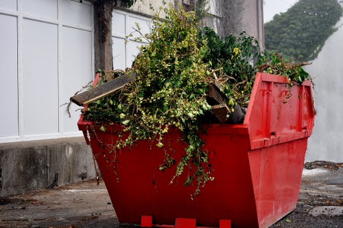 Construction site with a skip in place